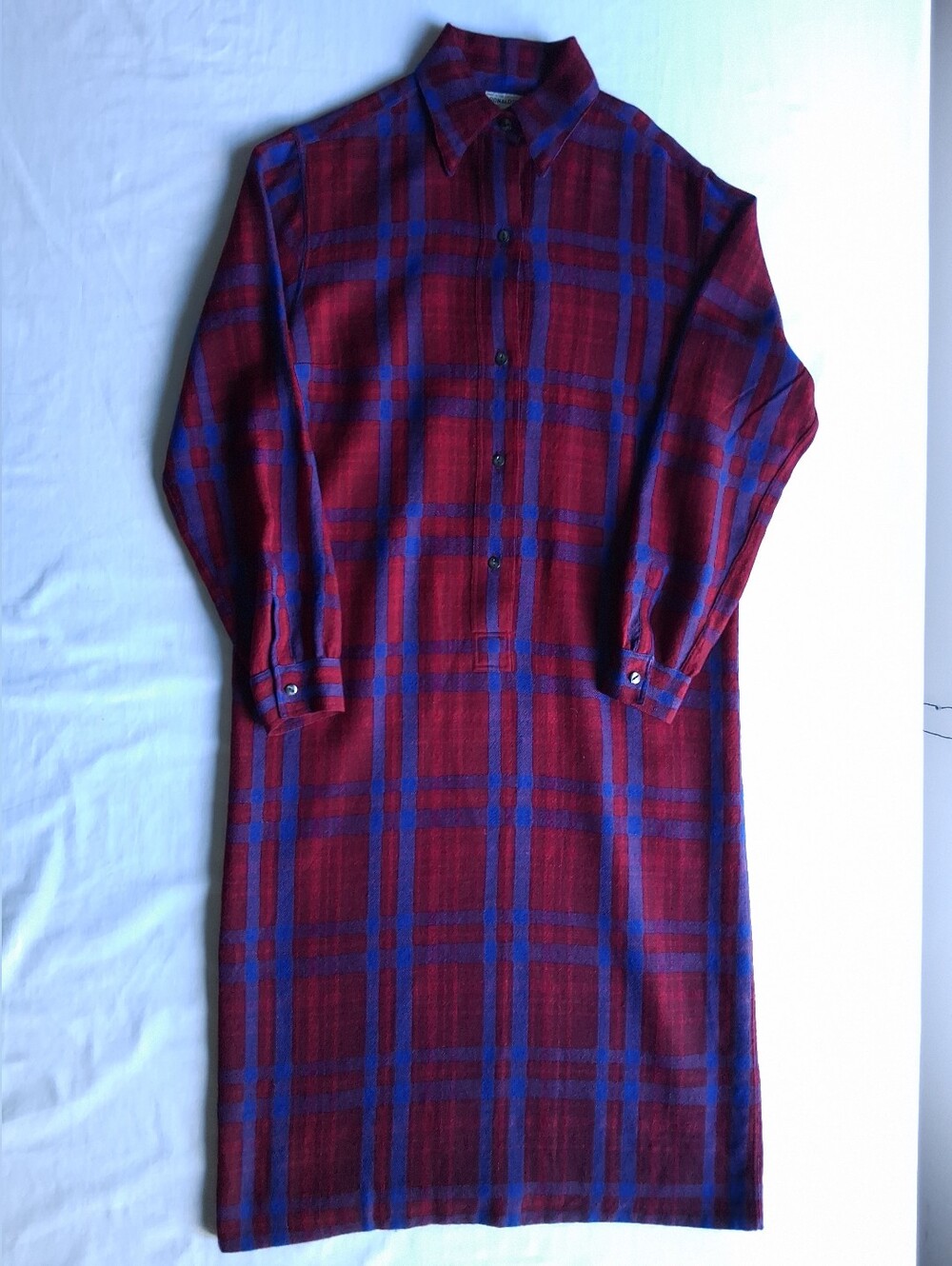 Vintage Donald Davies Shirt Dress Irish Wool Plaid Shirtwaist Women's UK 10